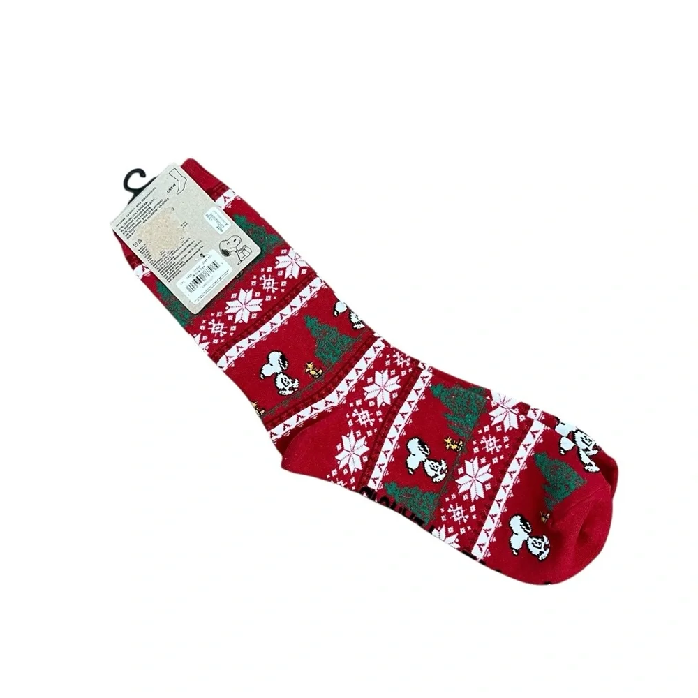 AE x Peanuts Snoopy Woodstock Fair Isle Christmas Crew Socks OS